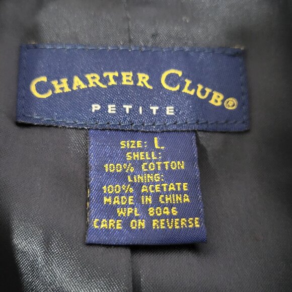 Charter Club Velvet Peacoat Womens PL Midnight Blue Academia Whimsigoth Preppy - Picture 3 of 5